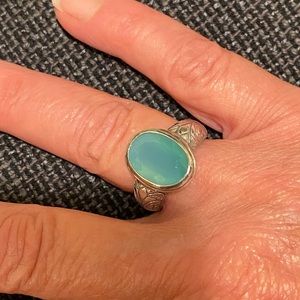 Sterling silver (925) ring with aqua stone size 10